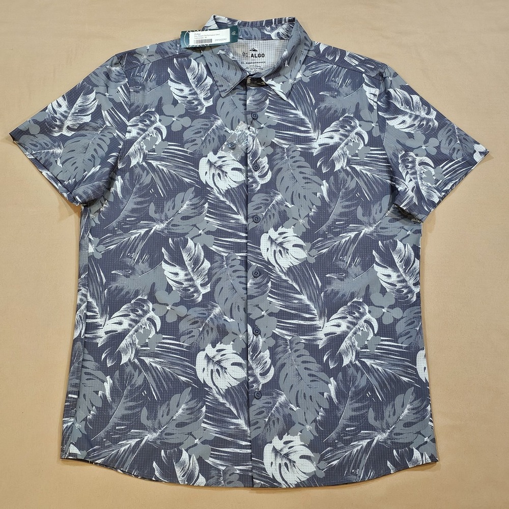 01.Algo Rey Resort Performance Shirt Mens M Button-up Collar Stretch UPF 50